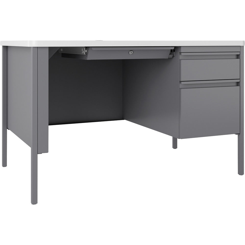 Image of Lorell Desk, Right-Pedestal, 48"x30"x29-1/2", White/Platinum