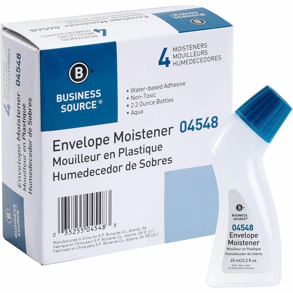 Image of Business Source Envelope Moistener, Water-Based, 2.2 oz., 4/PK, Clear