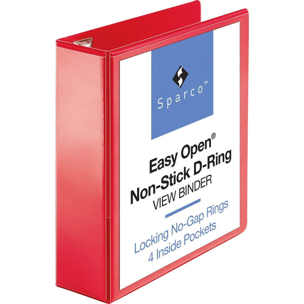 Image of Business Source View Binder, D-ring, 3" Capacity, 8-1/2"x11", Red