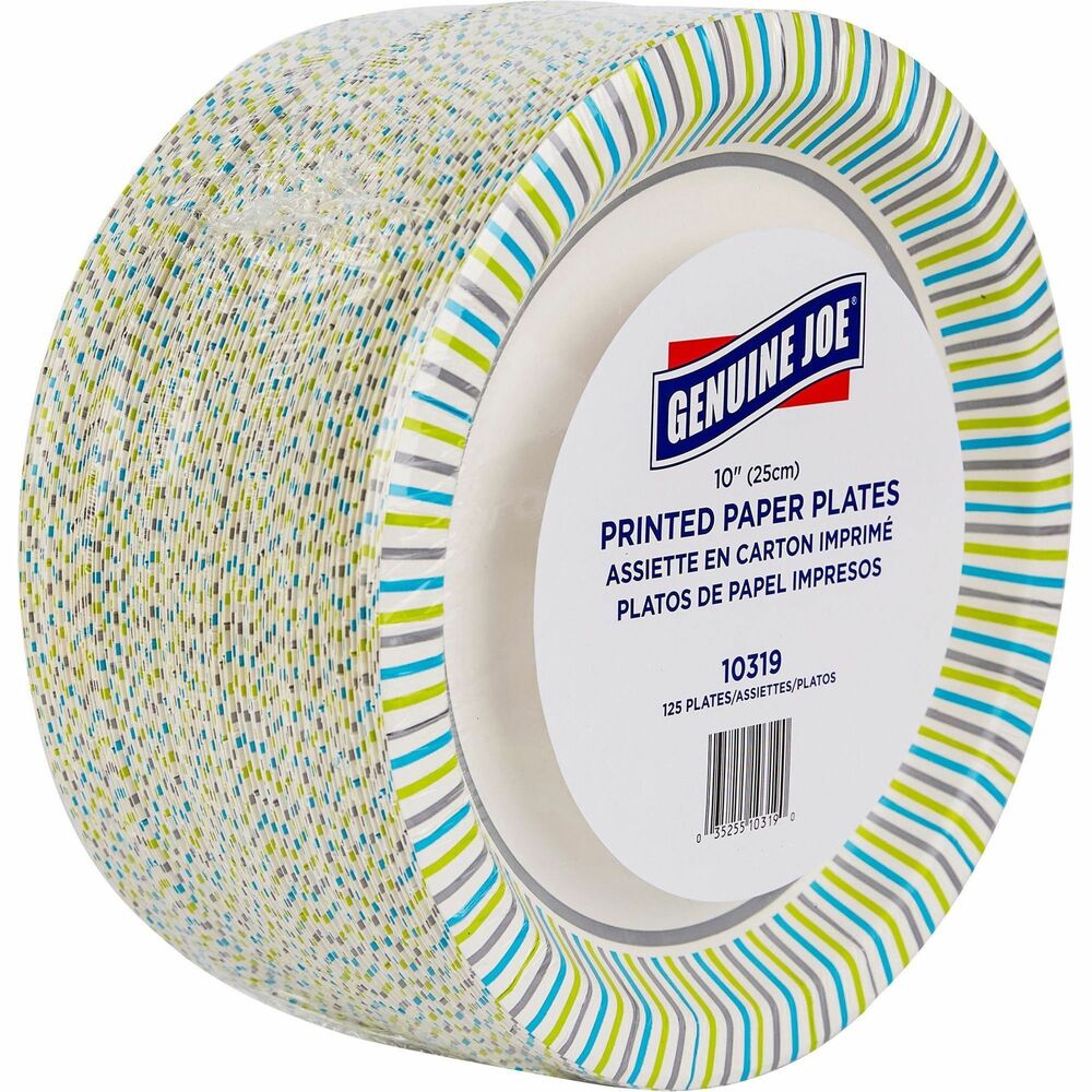 Image of Genuine Joe Paper Plates, Soak-Proof, 10" Round, 125/PK, MI
