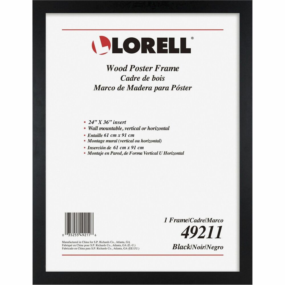Image of Lorell Frame, Wood, Wall Mountable, 24"Wx36"H, Black