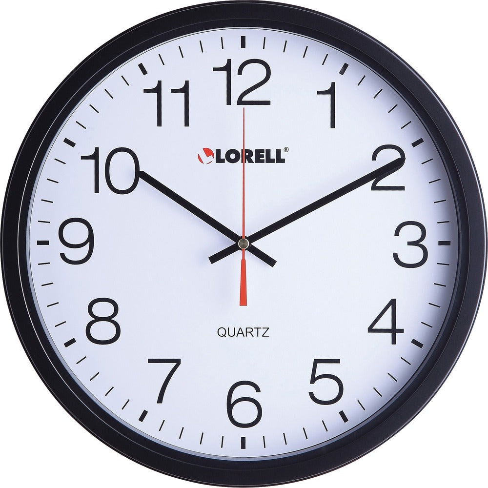 Image of Lorell Clock, Wall, Quartz, Silent Sweep, 12-1/2", Black