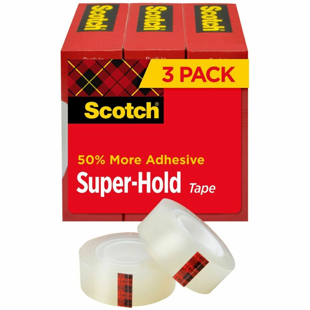 Image of 3M Tape, Extra Adhesive, 3/4"x1000", 3 Rolls/PK, Clear