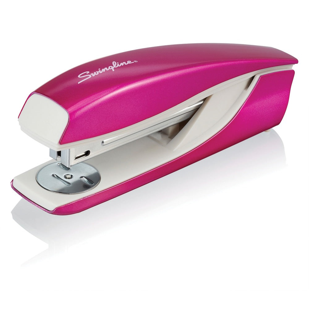 Image of Swingline Stapler, 40-Sheet Cap, 2-1/2"x1-4/5"x8-1/10", Pink/White
