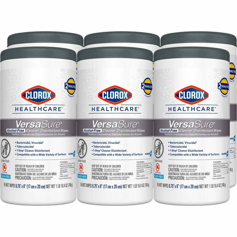 Image of Clorox Company Disinfecting Wipes, 6-3/4"x8", 85/Canister, 6/CT, White