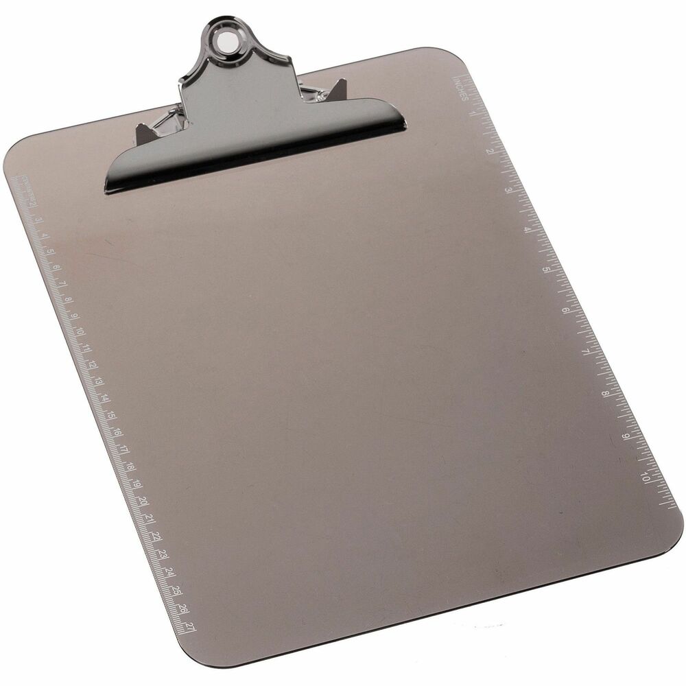 Image of Business Source Clipboard, Plastic, w/Spring Clip, Ruler, 12/BX, Smoke