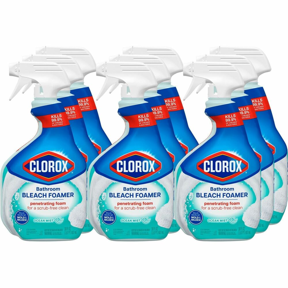 Image of Clorox Company Bathroom Bleach, Foamer, Spray Bottle, 30 fl oz, 9/CT, Clear