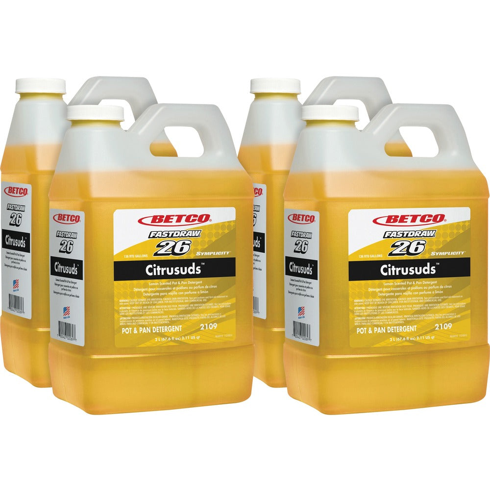 Image of Betco Corporation Detergent, f/Pots&Pans, Hvy-dty, FastDraw, 2 Liter, 4/CT, YW