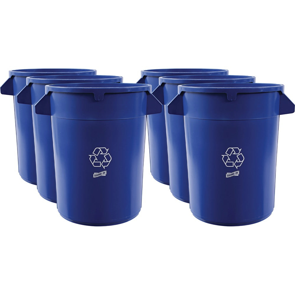 Image of Genuine Joe Trash Containers, Heavy-duty, 32 Gallon, 6/CT, Blue