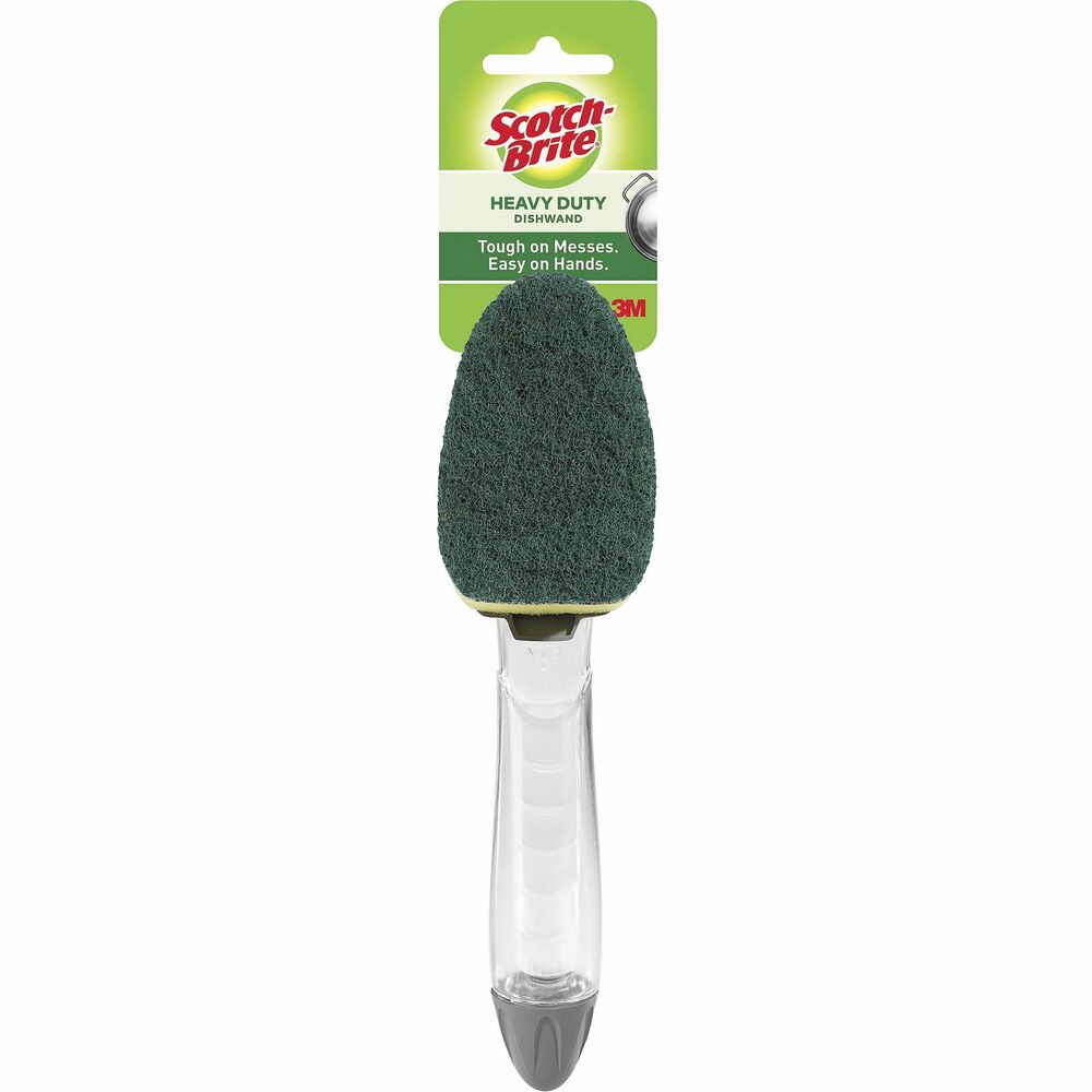 Image of 3M Dishwands, Heavy-Duty, Dispenser Handle, 4/CT, Yellow/Green