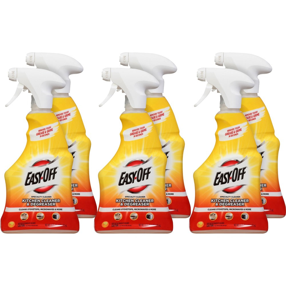 Image of Reckitt Benckiser Kitchen Degreaser Spray, Easy-Off, Lemon, 16oz, 6/CT, Clear