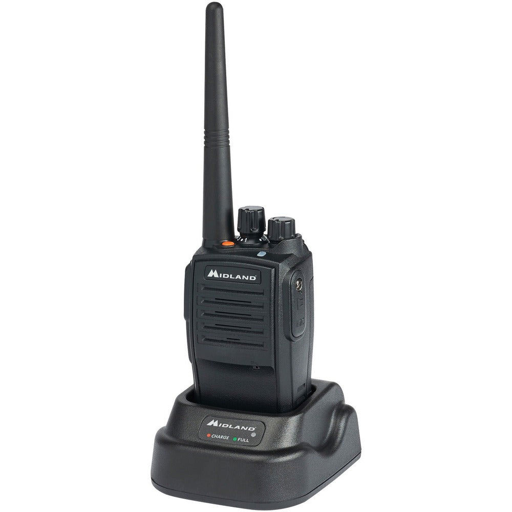 Image of Midland Radio Corp Business Radio, w/ 1 Radio Charger, 1-3/10"x2-1/2"x8", Black