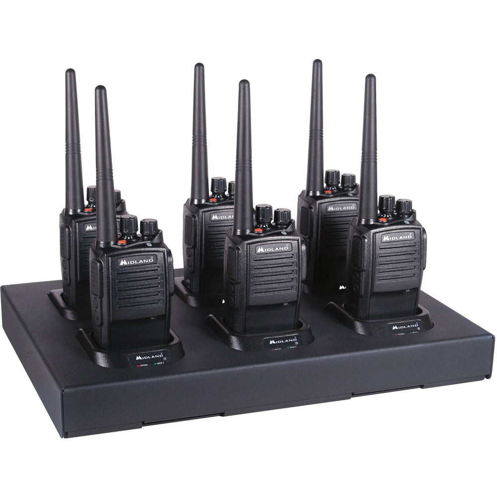 Image of Midland Radio Corp Business Radio, w/ 6 Radio Charge Dock, 12"x12"x16", 6/BX,BK