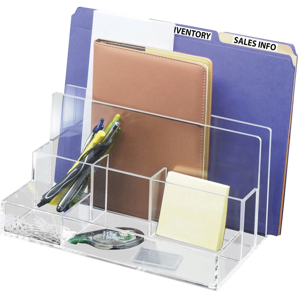 Image of Kantek Acrylic Desk Organizer, File Sort, 10-3/5"x11"x6-1/2", CL