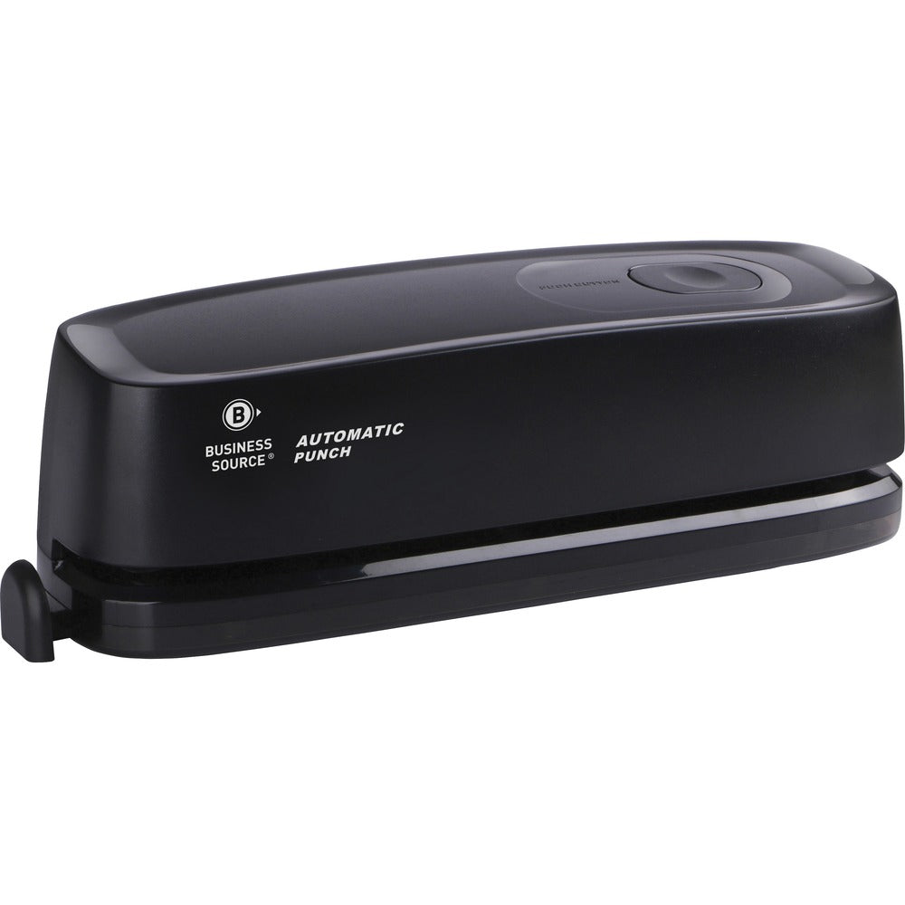 Image of Business Source Hole Punch,Electric,3-hole,10 Sht Cap.,5-1/5"x5-1/2"x4",BK