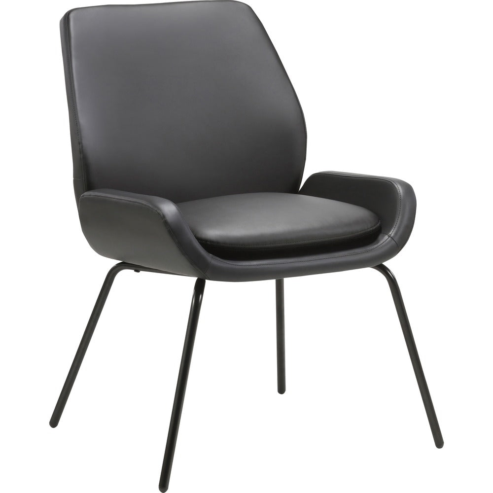 Image of Lorell Guest Chair, U-shaped Seat, Leather, 22"x20-3/4"x31-1/2",BK