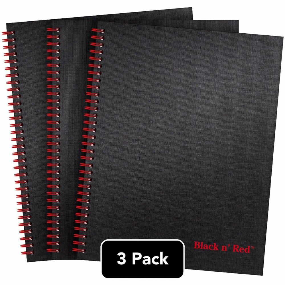 Image of Black N' Red/John Dickinson Notebook, Double-Wire, 8-1/2"Wx1-7/10"Lx12"H, 3/PK, BK/R