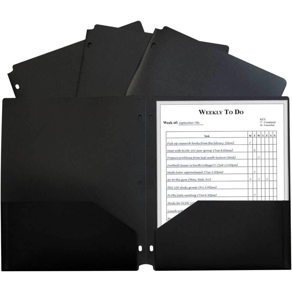 Image of C-Line Portfolio, 2-Pocket, 3-Hole, 9-2/5"x11-2/5"x1/10", 25/BX, BK