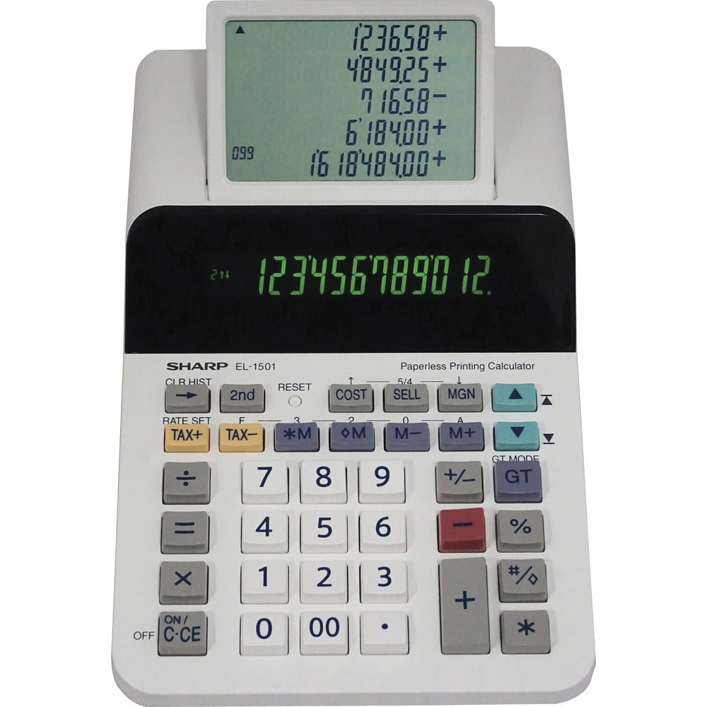 Image of Sharp Calculator, 12-Digit, Paperless, 5-3/4"Wx8-1/2"Lx2"H, Multi