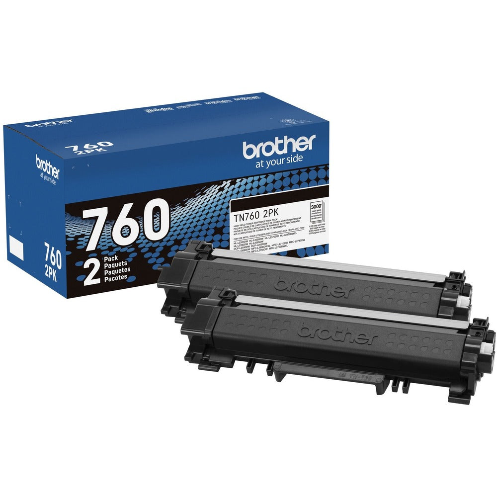 Image of Brother Toner Cartridge, 3000 Page Yield, 2/BX, Black