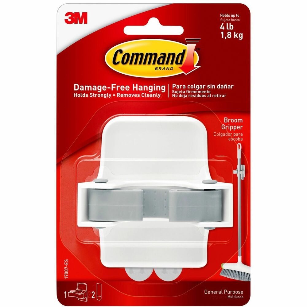 Image of 3M Broom Holder, w/Command Adhesive, 5-1/5"x5-3/5"x4", 6/BG, WE