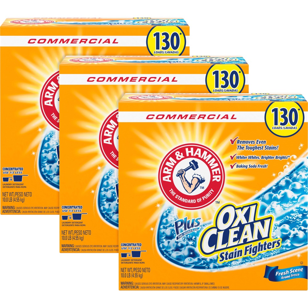 Image of Church & Dwight Co., Inc. Laundry Detergent,Powder,OxiClean,130 Loads,10 lb,3/CT,WE