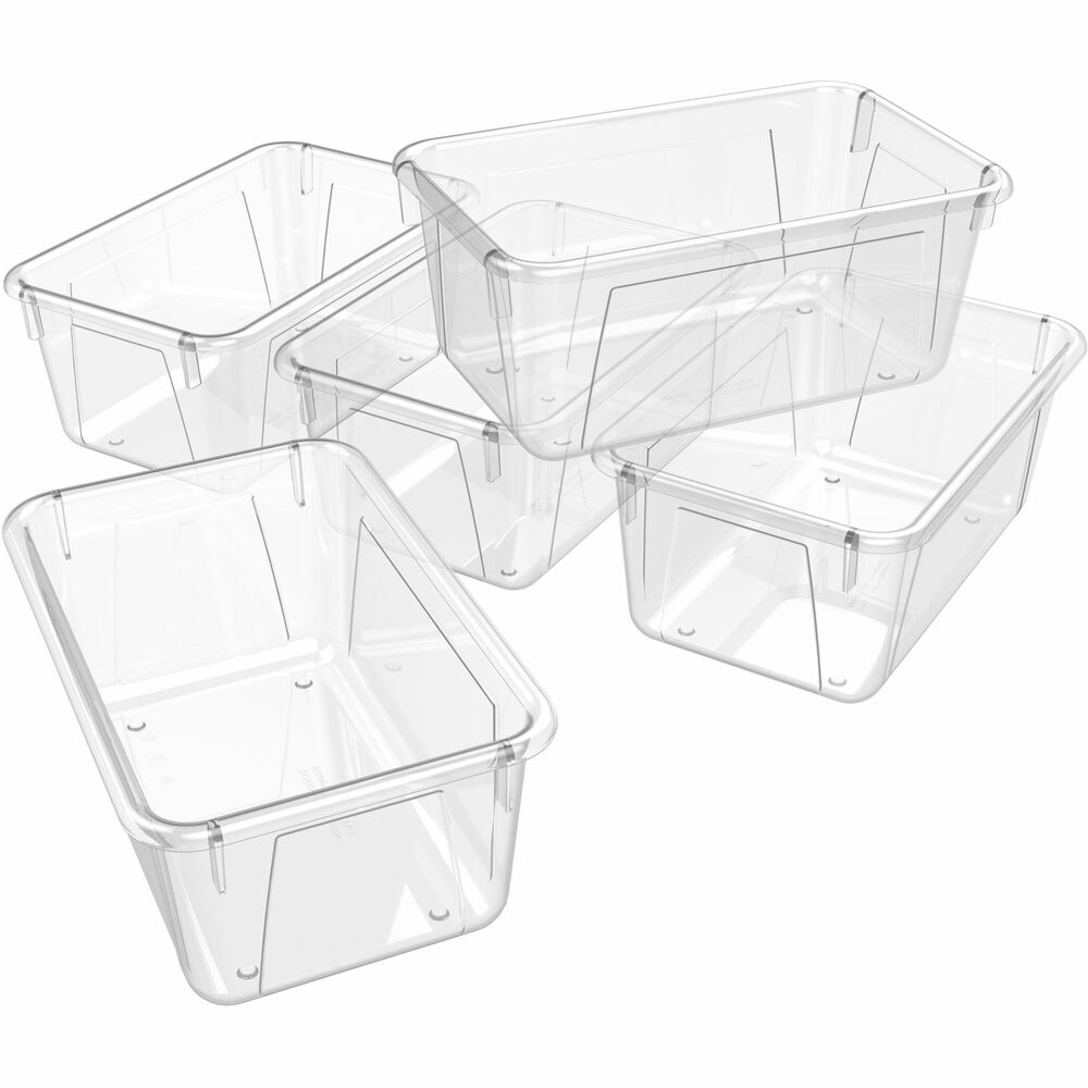 Image of Storex Industries Corporation Bin, 7-4/5"Wx12-1/10"Lx5-1/5"H, 5/CT, Clear