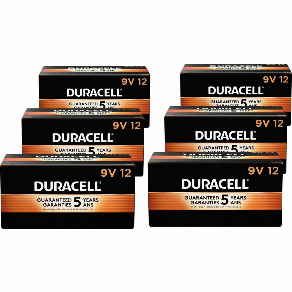 Image of Duracell U.S.A. Alkaline Batteries, 9V, Coppertop, 72/CT, Black