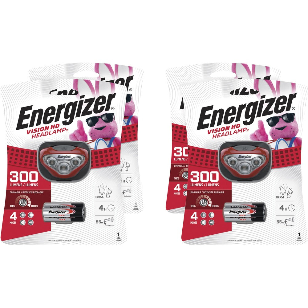 Image of Eveready Battery Co Inc LED Vision HD Headlight, 300 Lumens, 4/CT, Red