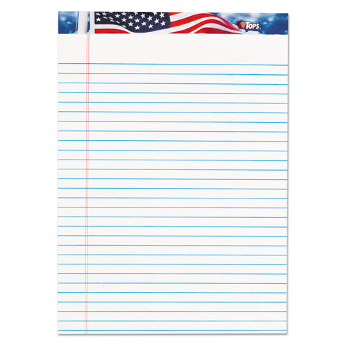 Image of TOPS American Pride Writing Pad, Wide/legal Rule, Red/white/blue Headband, 50 White 8.5 X 11.75 Sheets, 12/pack