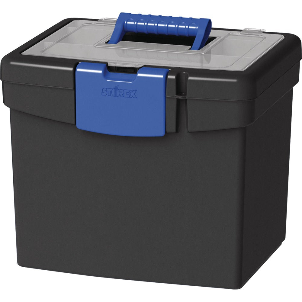 Image of Storex Industries Corporation File Storage Box, 13-1/4"x10-7/8"x11", Black/Blue