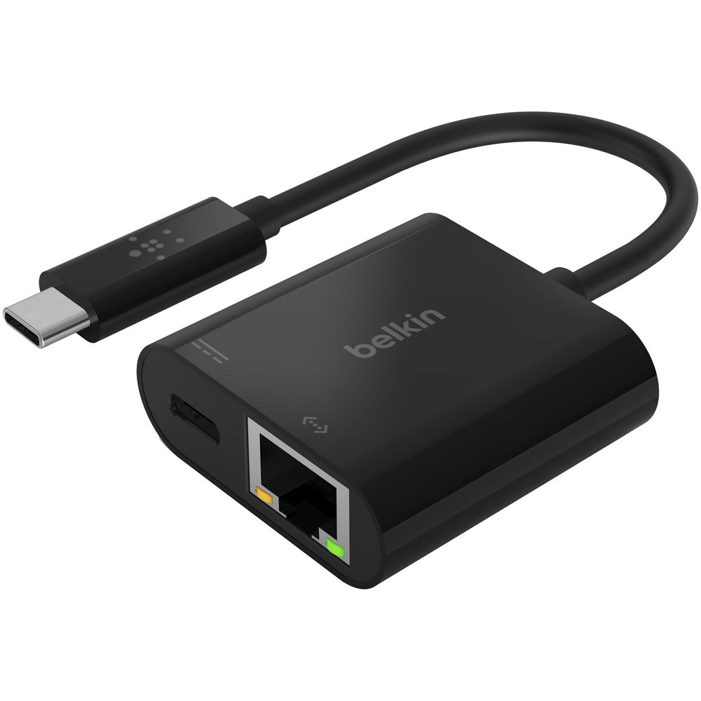 Image of Belkin Charge Adapter, USB-C to Ethernet, 1-3/5"x7-1/2"x3/5", Black