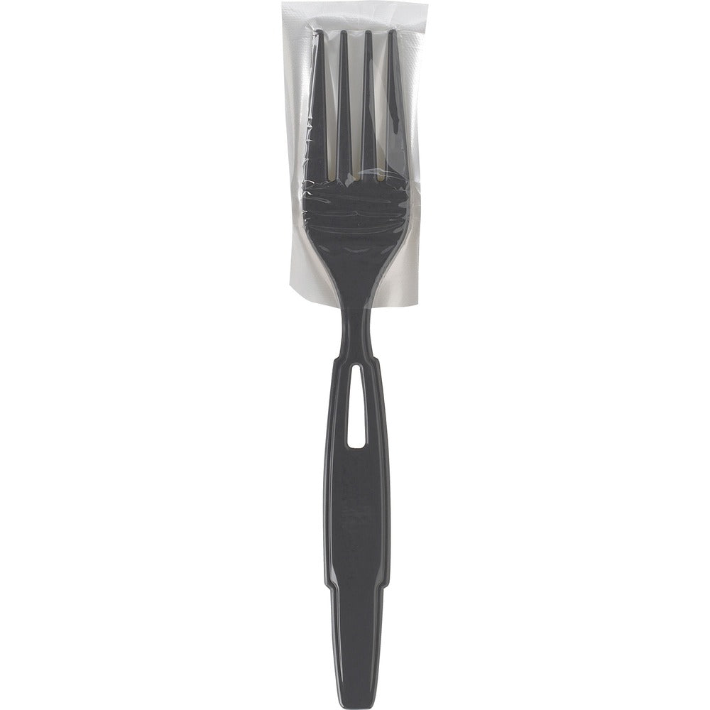 Image of Dixie Foods Forks, Wrapped, SmartStock, 960/CT, Black