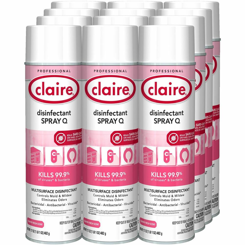 Image of Claire Manufacturing Co Disinfectant Spray, Country Fresh, 17 oz, 12/CT, Multi