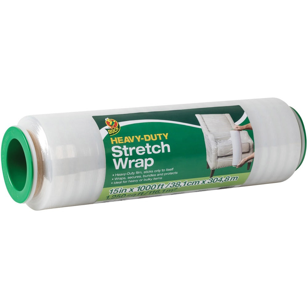 Image of Duck Brand Stretch Wrap, Heavy-Duty, 15"Wx1000'L, Clear