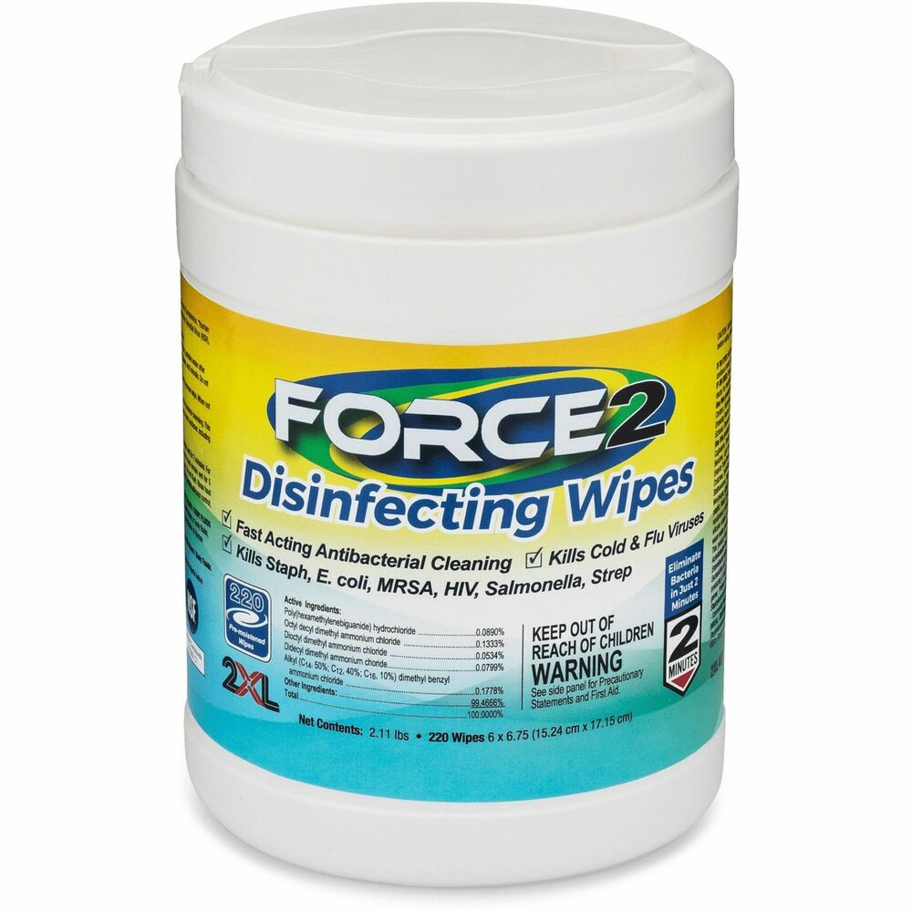 Image of 2XL CORP Disinfecting Wipes, 6"Wx6-3/4"H, 220/Can, White
