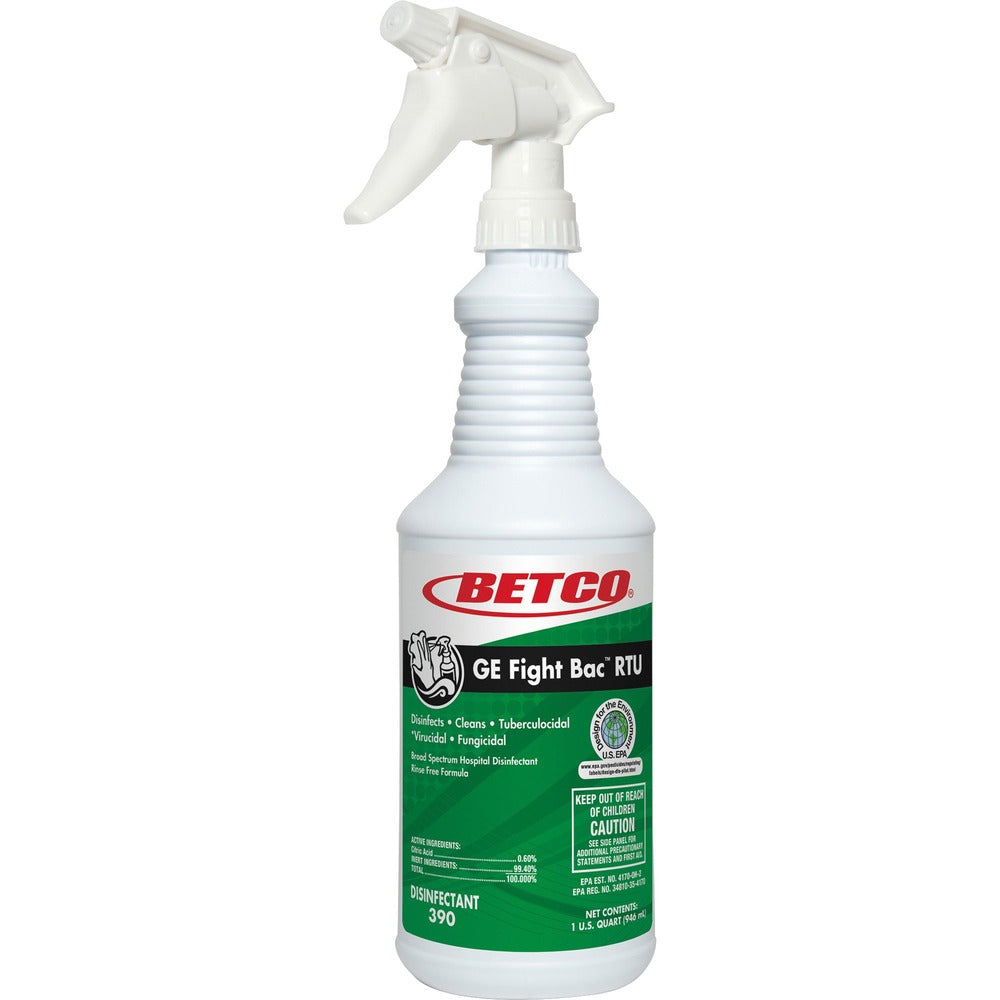 Image of Betco Corporation Disinfectant, Hospital-Grade, No Rinse, 32 oz, Clear