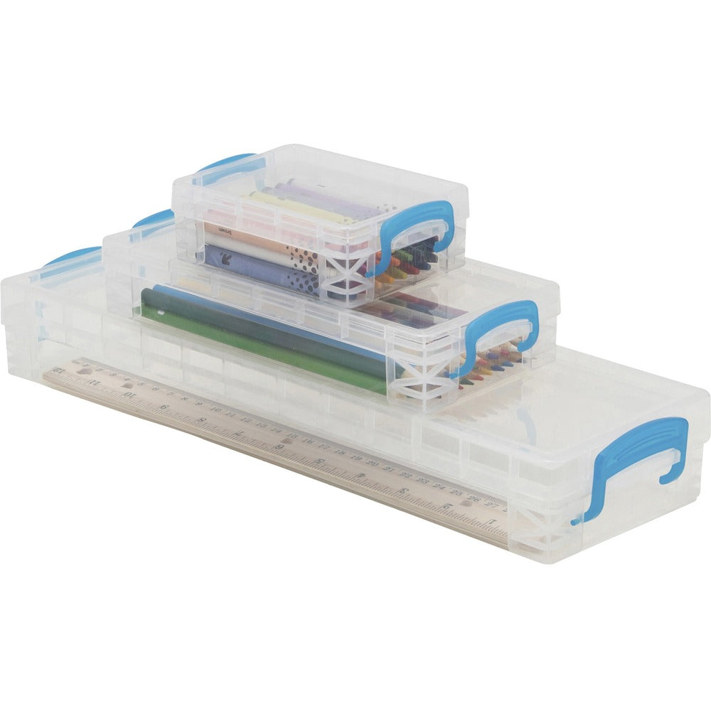 Image of Advantus Corp. Storage Box Set, 3 Boxes, 4-1/2"Wx14-1/4"Lx2-1/10"H, Clear