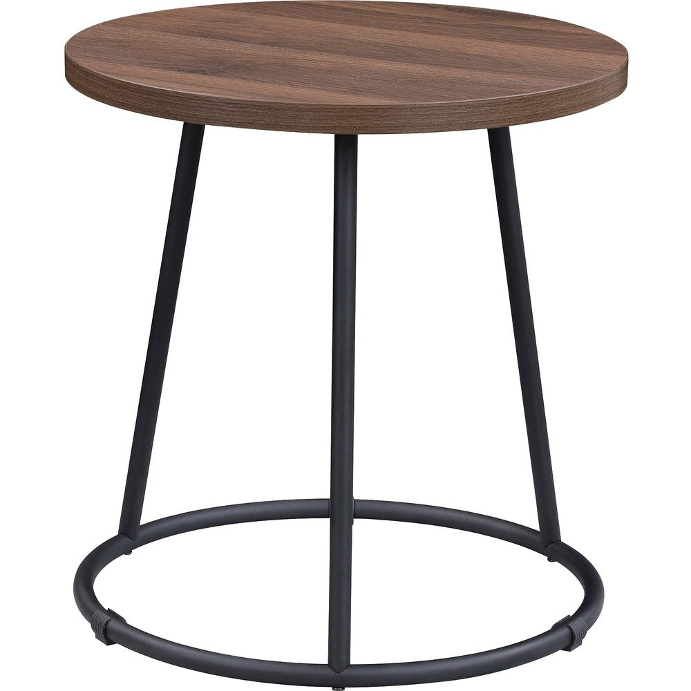 Image of Lorell End Table, Round, Steel Base, 19"x19-3/4", Walnut