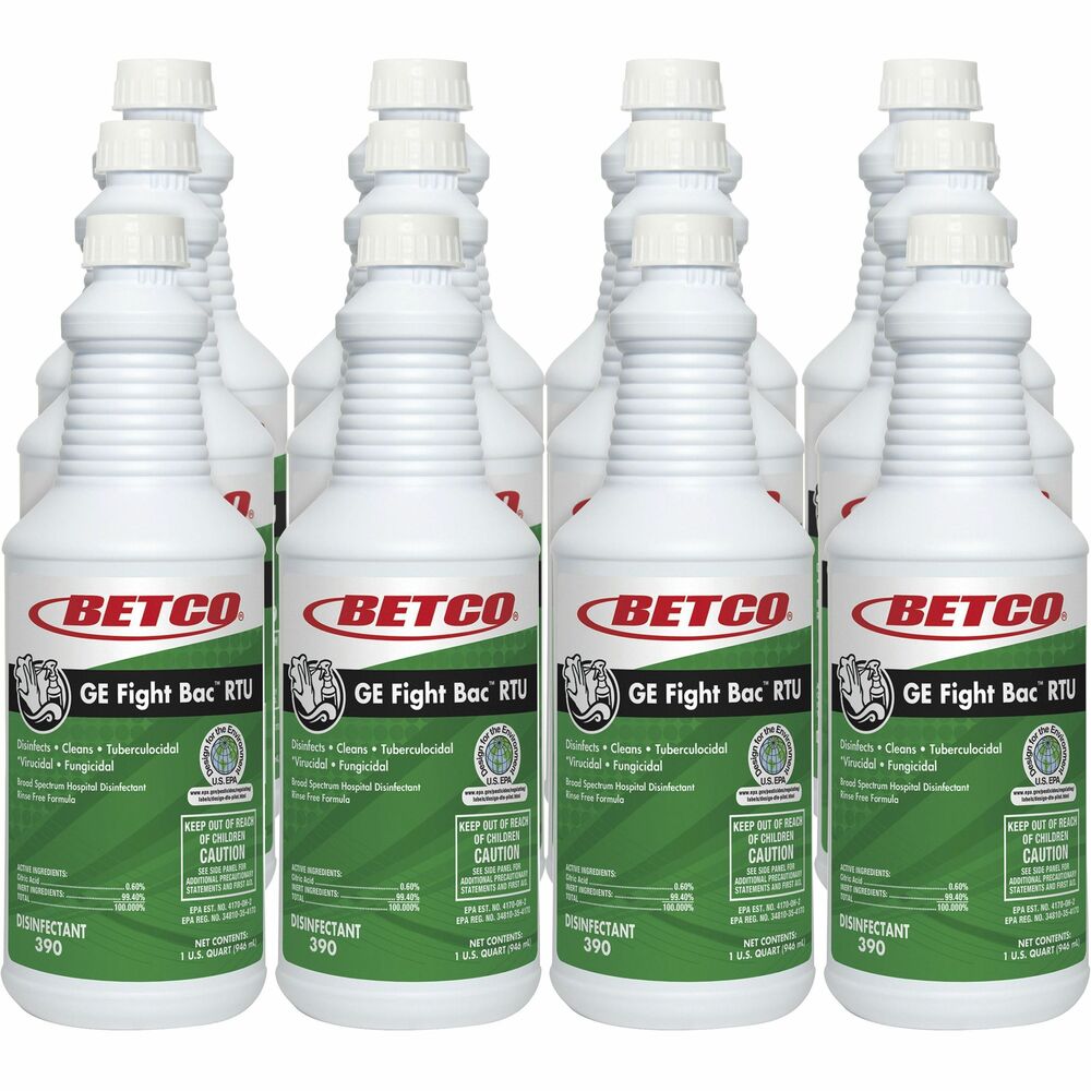 Image of Betco Corporation Disinfectant, Hospital-Grade, No Rinse, 32 oz, 12/CT, Clear