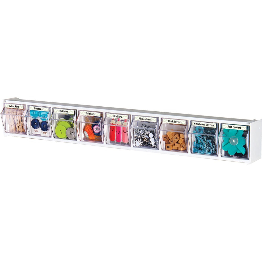 Image of Deflecto Bin System,Modular,9-Bin,23-5/8"x2-1/2"x3-5/16",White/CL