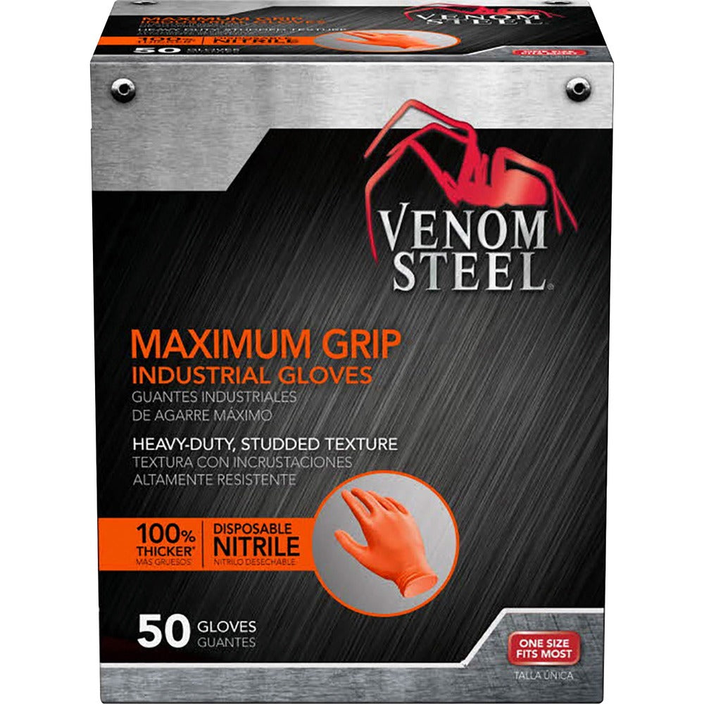 Image of Medline Gloves,Nitrile,Max Grip,Textured,50/BX,Orange