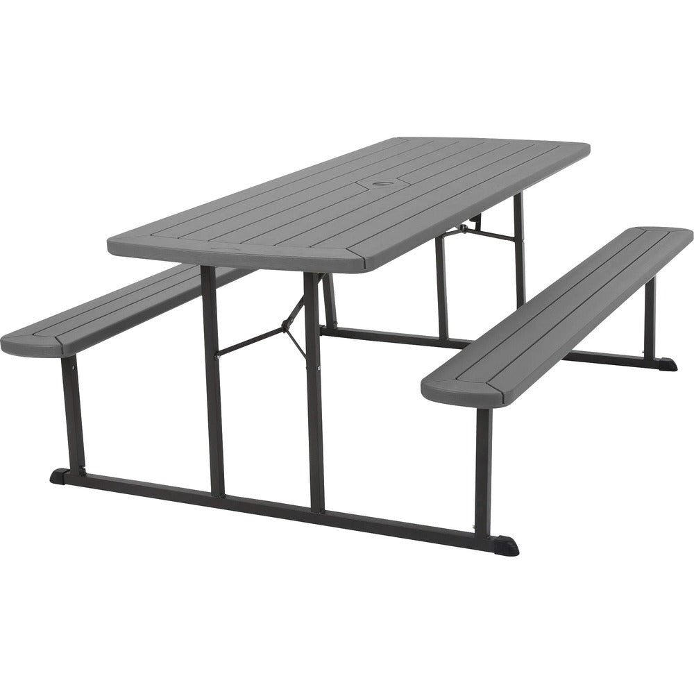 Image of Cosco Home And Office Products Picnic Table,w/Benches,Foldable,800 lb Cap,6',Dark Gray