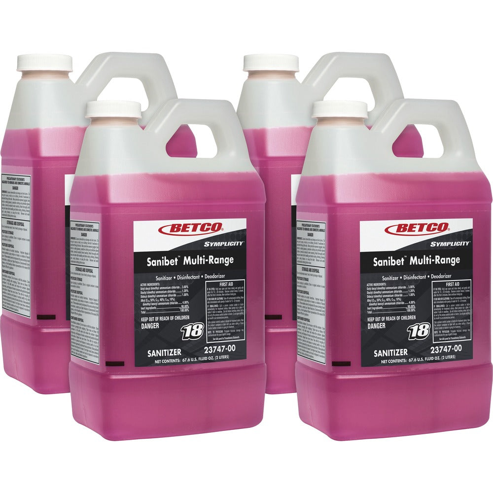 Image of Betco Corporation Sanitizer, Concentrated, FastDraw 18, 2 Liter, 4/CT, Pink