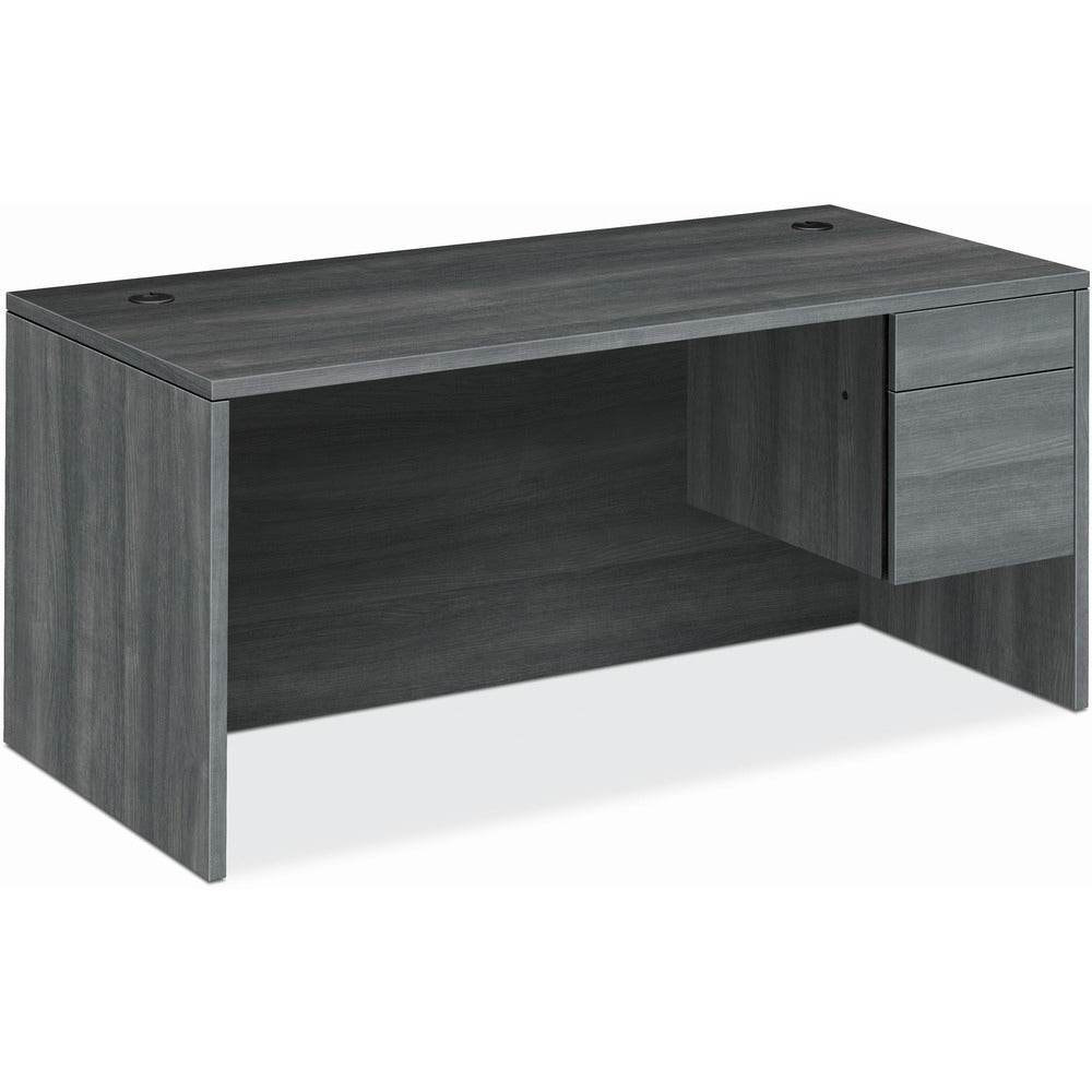 Image of The HON Company Right Pedestal Desk, B/F, 66"x30"x29-1/2", Sterling Ash