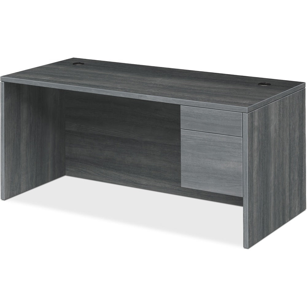Image of The HON Company Right Pedestal Desk, 72"x36"x29-1/2", Sterling Ash