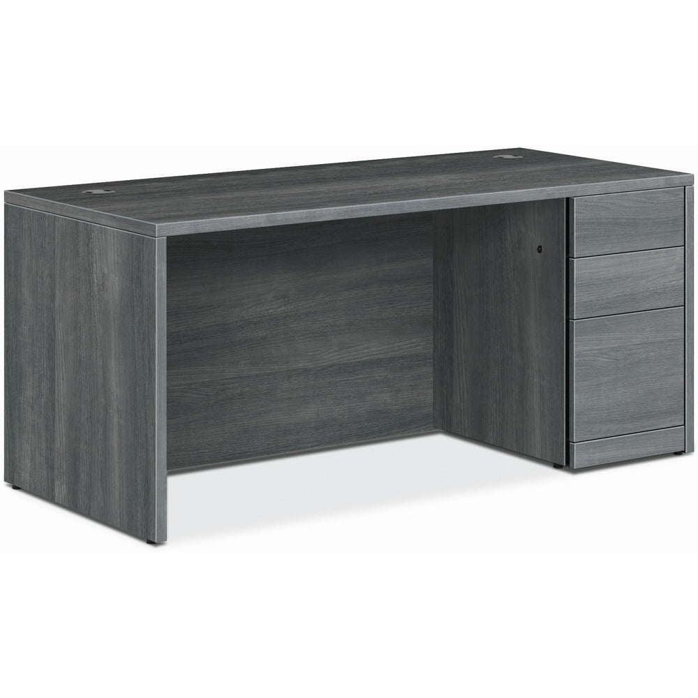 Image of The HON Company Right Pedestal Desk, B/B/F, 66"x30"x29-1/2", Sterling Ash