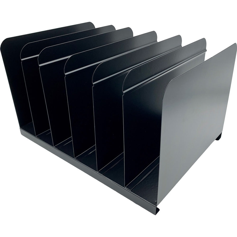 Image of Huron Book Rack,Vertical,6 Slots,15"x11"x9",Black