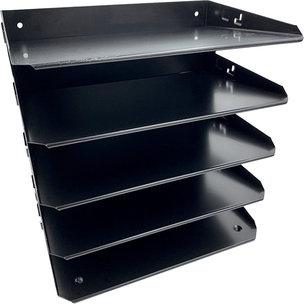 Image of Huron Desk Organizer,Horizontal,5 Slots,Letter,8-3/4"x12"x12",BK