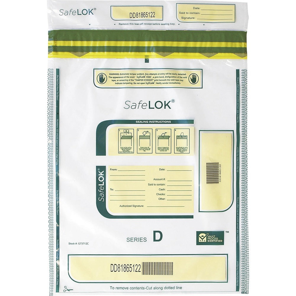 Image of ControlTek Bag,Deposit,Tamper-Evident,2000-Bill Cap,12"x16",100/PK,CL